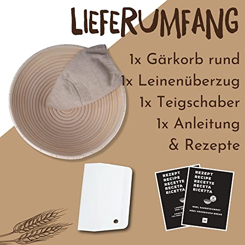 Gärkörbchen riijk mit Teigschaber Gärkorb aus Peddigrohr