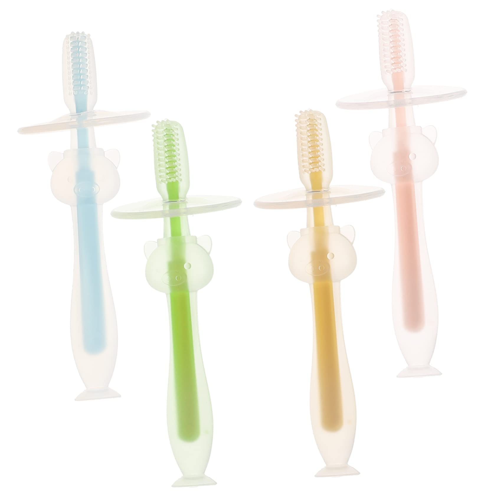 FRCOLOR 4 Set Di Spazzolini Da Per Bambini Per Bambini Piccoli Da 12 M Con Base in Per Una Facile Pulizia 4 Pezzi*4
