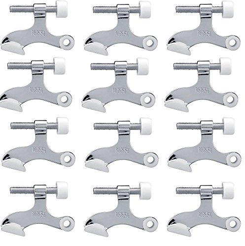 Nuk3y Hinge Pin Heavy Duty Adjustable Door Stop (12 Pack, Chrome)