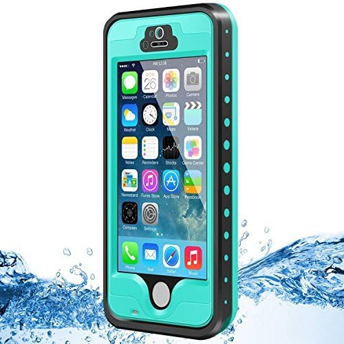 iPhone 5S / SE Waterproof Case, Waterproof Dust Proof Snow Proof Shock Proof Case with Touched Transparent Screen Protector, Heavy Duty Protective Carrying Cover Case for iPhone 5 5s SE (T-Aqua Blue)