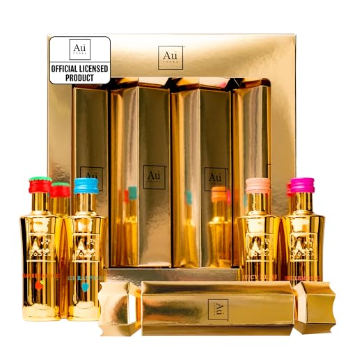 Au Vodka Christmas Crackers - Au Vodka Gift Set, Official Licensed 4 x 5cl Alcohol Cracker, Miniature Bottles - Handcrafted In The UK - Alcohol Gifts for Men and Women, Festive Xmas Mini Gift Set