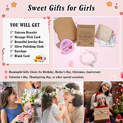 Hidepoo Unicorns Gifts For Girls - Pink Pearl And Rhinestone Balls Unicorn Bracelet Heart Initial J Bracelets For Teen Girls Gifts Unicorn Gifts For Girls Jewelry Christmas Birthday Gifts For Girls #TOP6