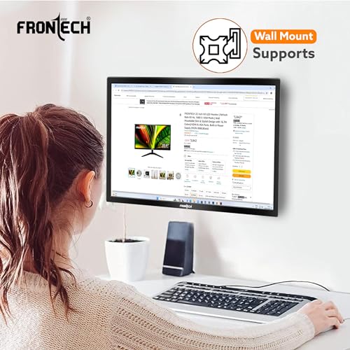 Image of FRONTECH 18.5 Inch HD LED Monitor | Refresh Rate 75 Hz, 1366 x 768 Pixels | Slim & Stylish Design with 220 Nits Brightness | HDMI & VGA Ports, Built-in Power Supply (MON-0006,Black)