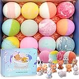 3.5 oz XL Bath Bombs for Kids with Puppy Toys Inside Kids Bath Bombs Organic Bubble Bath Fizzies Colorful Bomb 12 Pcs Set Birthday/Christmas Surprise Gift for Girls & Boys