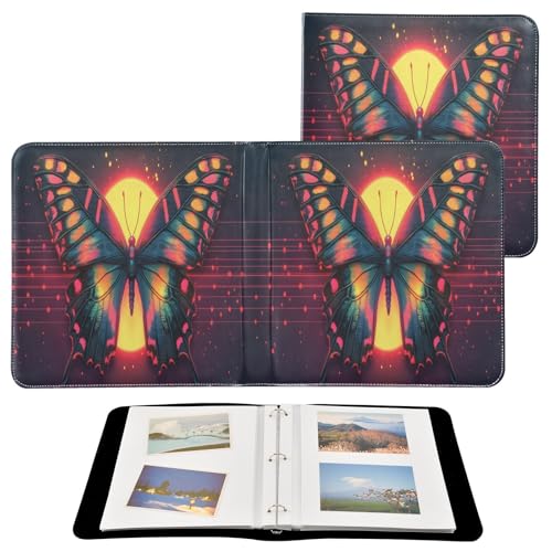Álbum de fotos autobiadhesivo Scrapbook con mariposas neón brillantes, encuadernador de 3 anillos, 40 páginas, 8x10 para recuerdos miniatura 2