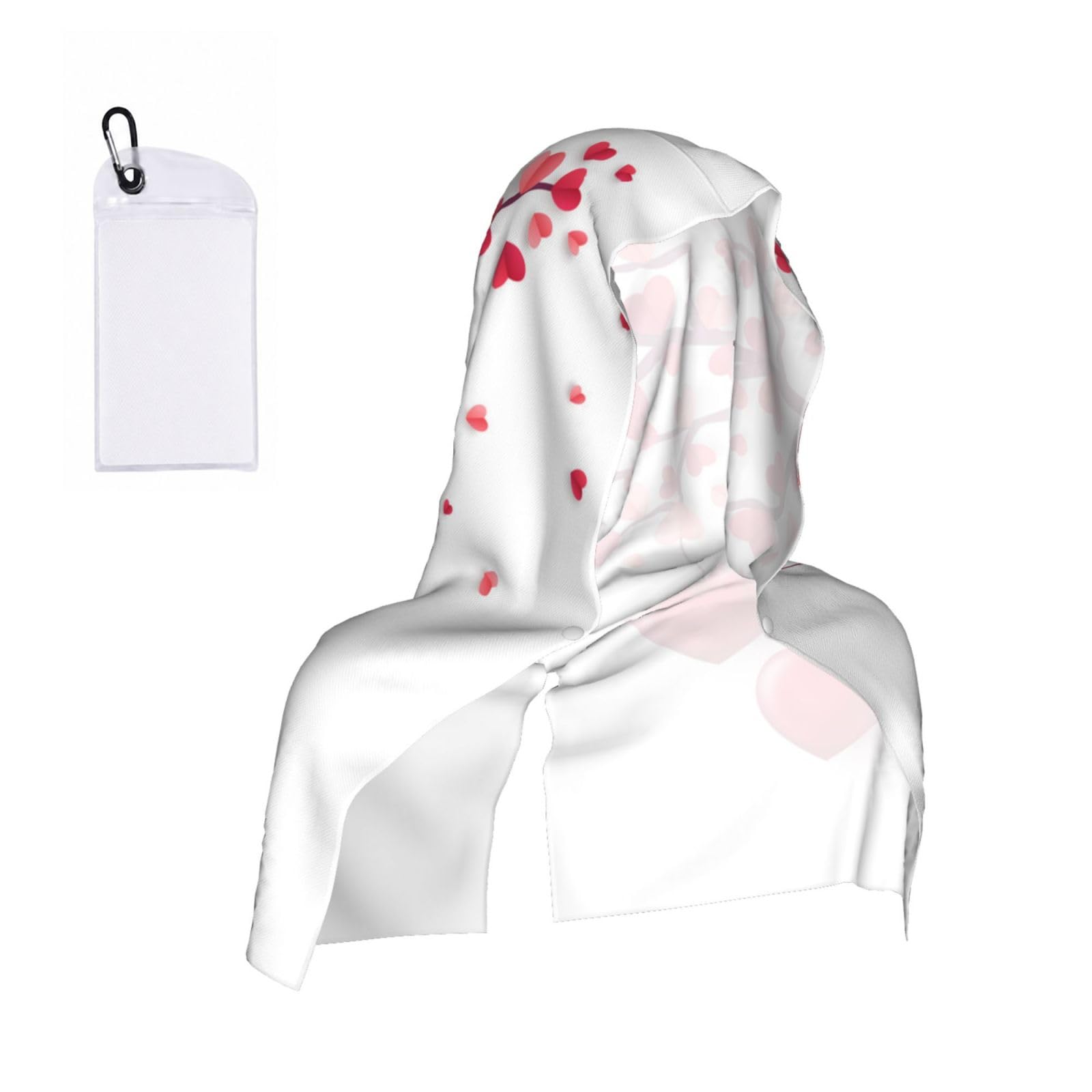 Esnaiuvcd Black Romantic Hearts Leaves Tree Print Multifunctional Cooling Hoodie Bandana Portable Sweat Absorbing Design For Beach Workouts Exercise Heat Relief Accessories