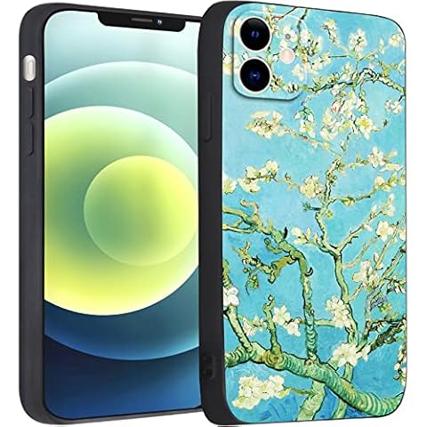 Berkin Arts Compatible with iPhone 12 Case with Design Cute Art Silicone Cover for Men Floral Flower Shockproof with Screen Protector (Almond blossom by Vincent van Gogh) Cover