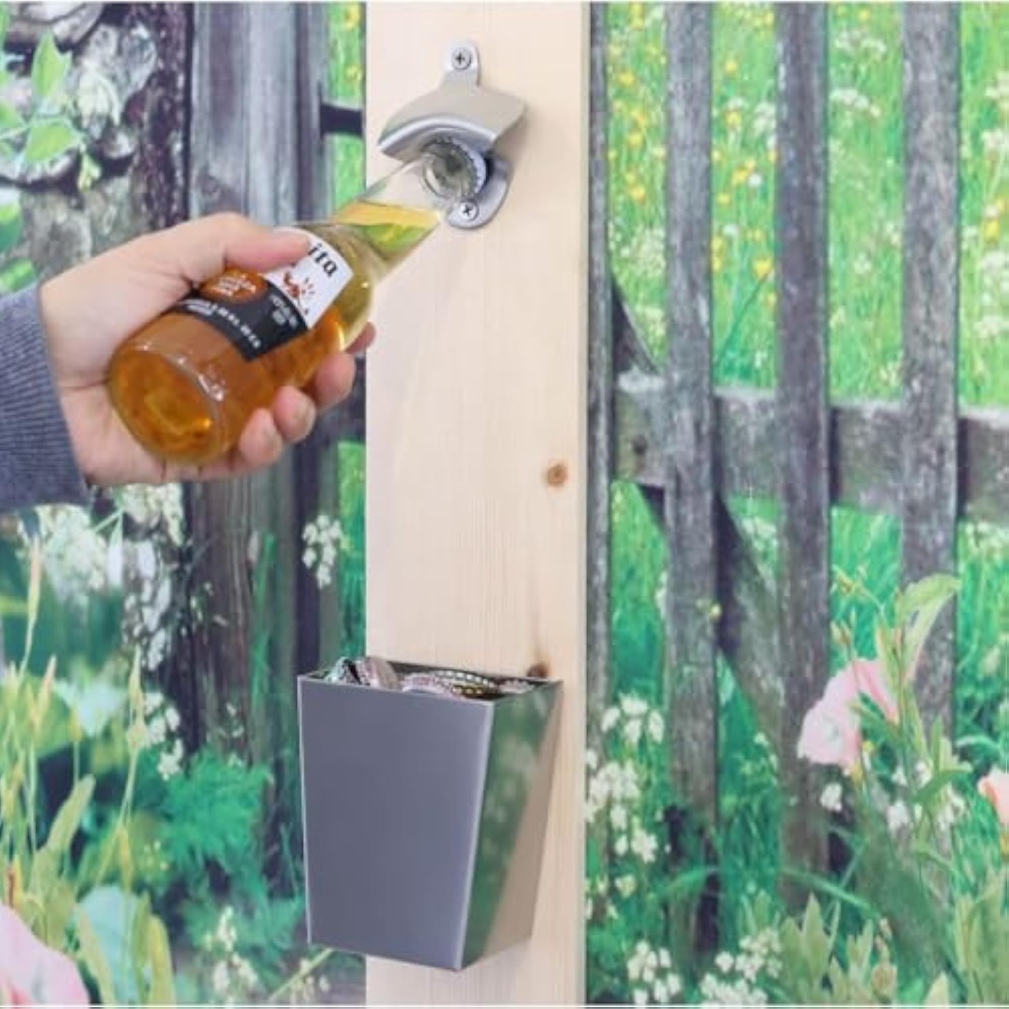 Brushed Stainless Steel Bottle Cap Catcher Wall Mount 9 cm