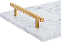 Vista 5 de Juvale Bandeja para servir de mármol, 15 x 7.5 pulgadas, rectangular, moderna, dorada y blanca, bandeja de mesa auxiliar con asas doradas