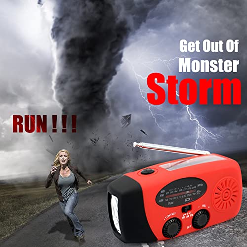 Zonneradio, draagbare AM/FM/NOAA zwengelradio, handslinger, radio, USB, noodradio, dynamo met 2000 mAh oplaadbare batterij, weerradio met led-zaklamp en powerbank voor noodgevallen, outdoor - Image 4