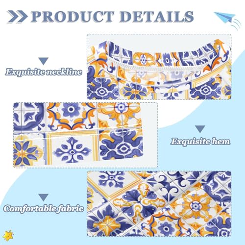 ALAZA Kids Rash Guard Boys Toddler Swim Shirts Short Sleeve Blue and Orange Moroccan UPF 50+ 3T3