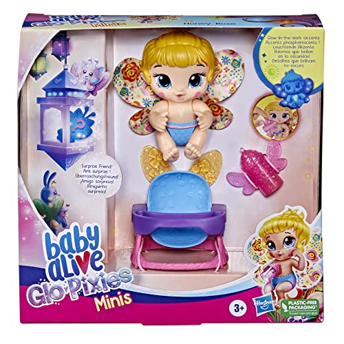 Boneca Baby Alive Glo Pixies Minis Honey - 9,5 cm com Amiguinho Surpresa - F3651 - Hasbro, Rosa, rox