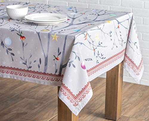 Maison d' Hermine Table Cloth Rectangle Table 100% Cotton 180 cm x 140 cm Tablecloth Reusable Everyday Use for Christmas Decorations Dining Farmhouse Home Party Festive (Fairy Christmas) - Image 2