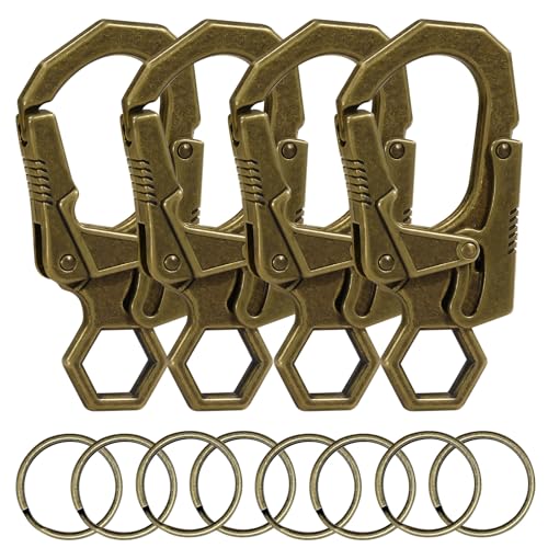 Image of Ahiller Double Locking Carabiner Clip - Zinc Alloy Mens Keychain for Keys | Unisex,Dual Press Double Lock, Anti Misopening,Heavy Duty,Suitable for Car Keys,Belt,Backpack,Hiking,Riding,Outdoor Camping