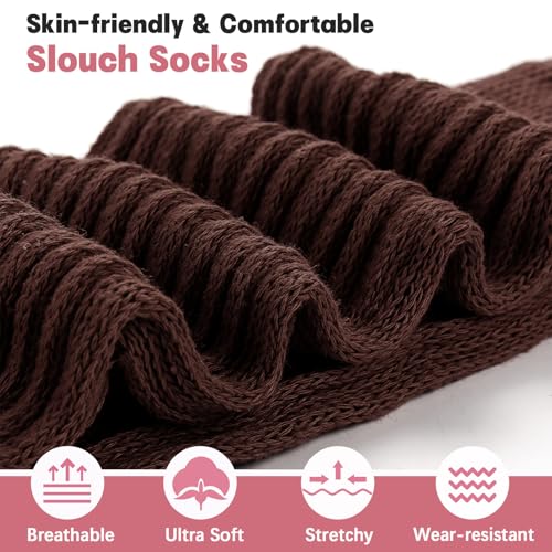 Image of Forwe 3 Pairs Slouch Socks for Women Size 9-11 Soft Extra Long Scrunch Knee High Boot Socks