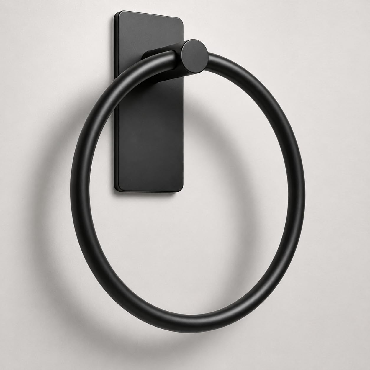 iSTAR Stainless Steel Self Adhesive Round Towel Ring | No Drilling Wall Mounted Bathroom Accessories | Napkin Hand Towel Holder for Kitchen, Wash Basin, Home and Hotels (Black Finish) (Pack of 1)-image-7