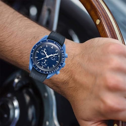 Image of Silicone Rubber Bands for Omega X Swatch Moonswatch Watch Strap 20mm Curved End Weave Style Premium Silicone Rubber Replacement Strap Women Men,for Omega Swatch Moonswatch Speedmaster