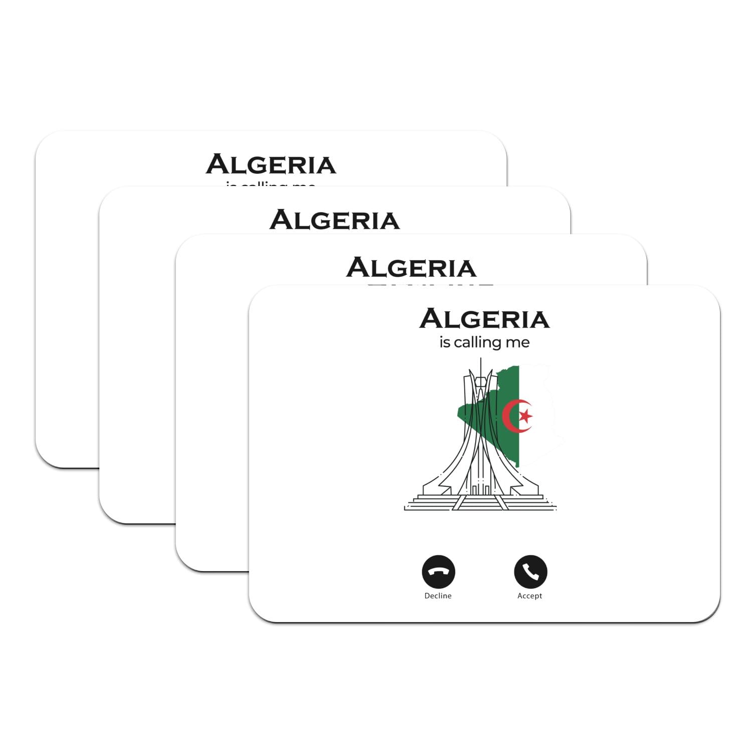 Set de table Algeria is Calling Me caoutchouc blanc grand format lot de 4