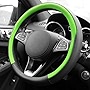 FH Group FH2009 Geometric Chic Genuine Leather Steering Wheel Cover (Green) – Universal Fit for Cars Trucks & SUVs