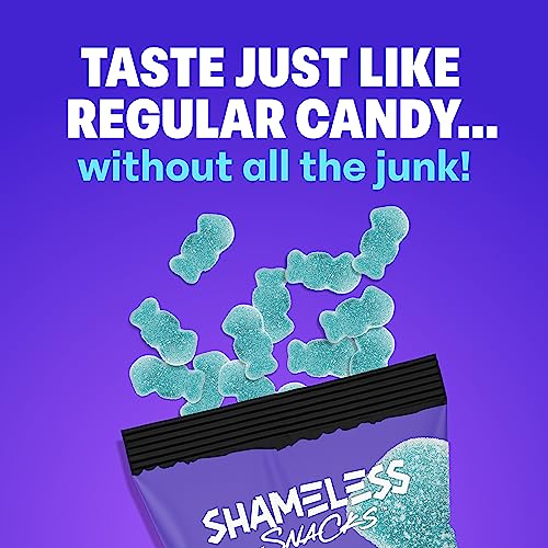 Shameless Snacks - Healthy Low Calorie Snacks, Low Carb Keto Gummies (Gluten Free Candy) - 6 Pack Sour Blue Raspberry #TOP4