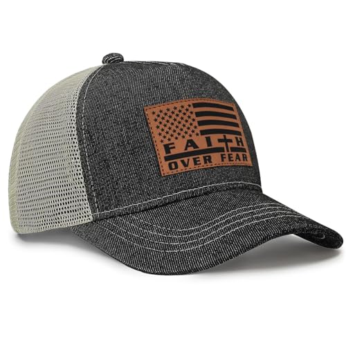 Image of Jesus Hat Christian Gifts for Men American Flag Hats Faith Over Fear Hat Fathers Day Christmas Birthday Gifts for Friend