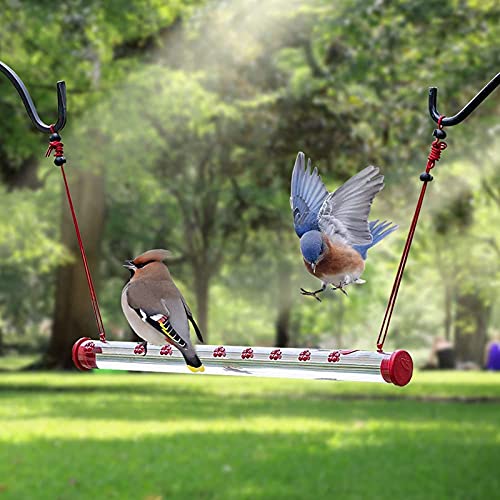Hummingbird Feeders for Outdoors, Bright Red Transparent Poly-Carbonate Tube, Easy to Clean, , Hanging Hummingbird Feeders for Outside Garden Yard Decoration (40 cm)