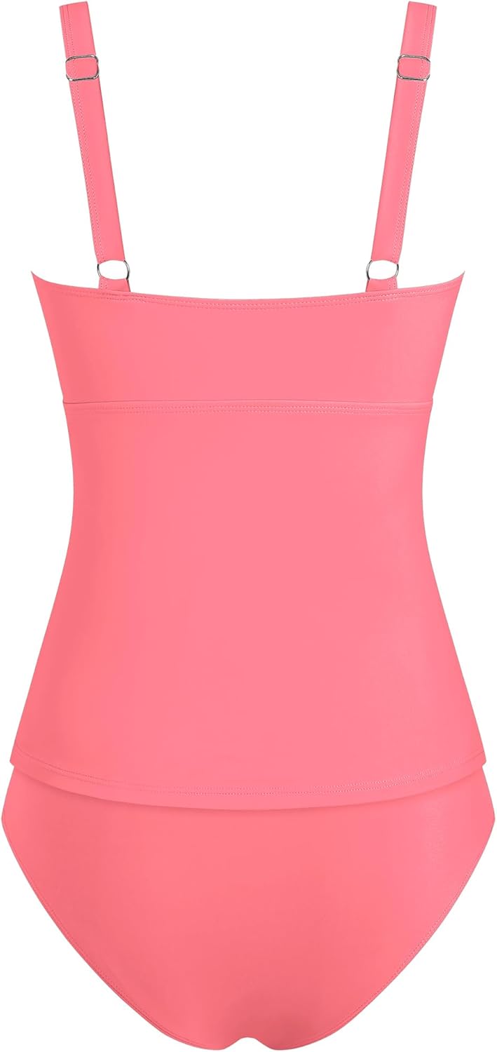 ZAFUL Tankini Swimsuits for Women Tummy Control High Waisted Twist Front Ruched Two Piece Bathing Suit