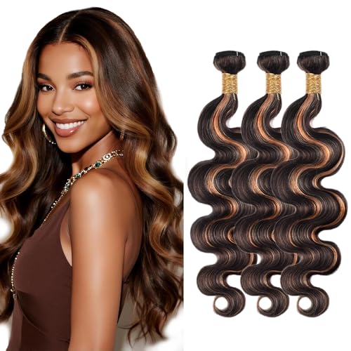 28 30 32 Inch Ombre Bundles 1b-30 Body Wave Human Hair Bundles Peruvian Virgin Hair Two Tone Color #1B Mixed With Color #30 Hair Extensions