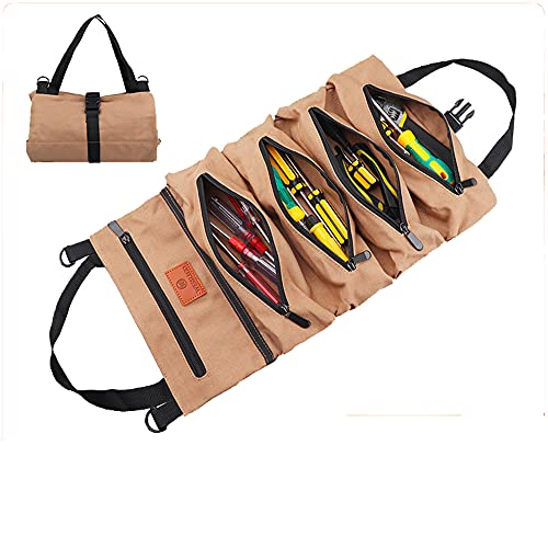 Multi-Purpose Tool Roll Up Bag, Moersleutel Roll Pouch En Waxed Canvas Tool Organizer Emmer Geschikt Voor Elektricien… - Image 3