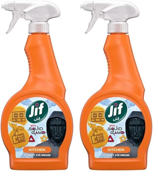 Jif Ultra Fast Cleaner Spray, Kitchen, Squid Game limited edition, no mercy for grease, 470ml (Pack of 2)