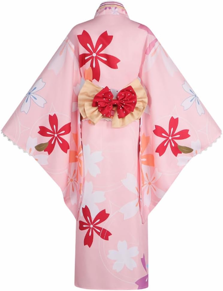 Women Pink Kimono Party Uniform Madoka Costume Halloween Full Set