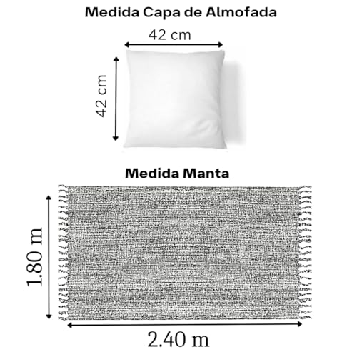 Kit 1 Manta Para Sofá 2,40 X 1,80 + 2 Capas de Almofada Cor:Caramelo-Bege