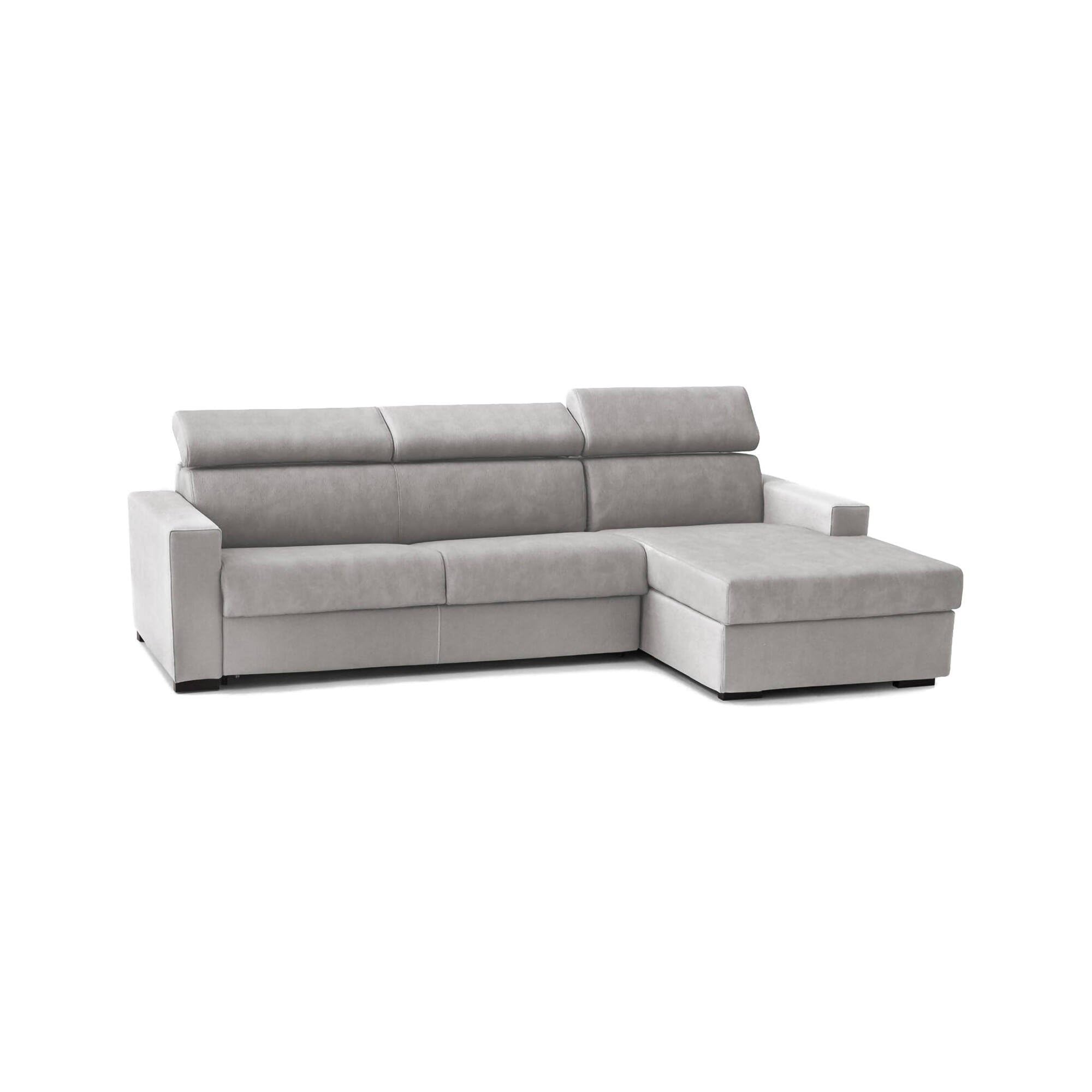 Talamo Italia - Canapé d'angle Mikaela, canapé d'angle avec méridienne droite en tissu, accoudoirs fins, 100% Made in Italy, 280x95h85 cm, Gris