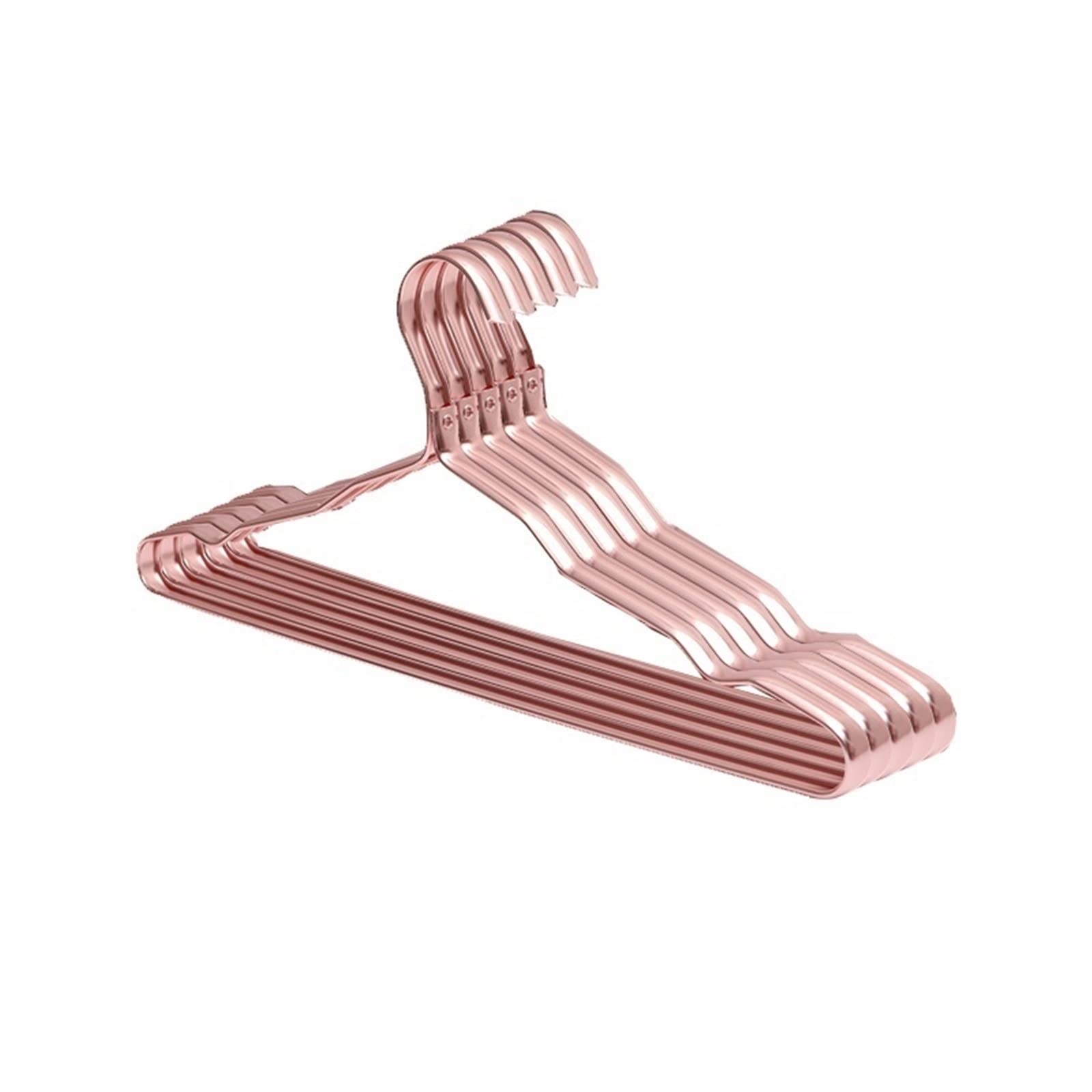 NGDFGR 5/10Pcs Hangers For Clothes Aluminium Alloy Coat Hanger Anti-Slip Drying Rack Wardrobe Space Saver Clothing Storage Rack Hangers Skirt Hangers (5Pcs Pink),5pcs Pink
