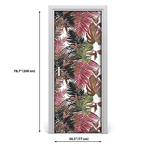 Monstera exótica vinilo lavable para puertas 77x200 cm 3