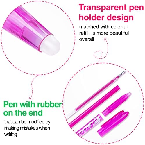 YYSHUS Erasable Pens, Erasable Gel Pens 0.5mm Tip Rub Out Pens with Rubber for Adults Kids Students School Office Stationary Supplies Gifts - 8 Colors
