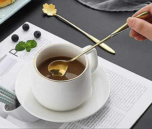 Image of Stainless Steel Coffee Spoon Set, Gold, Flower and Heart Shapes, 24 Centimeter, Set of 4