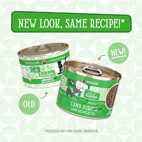 Image of Weruva Cats in The Kitchen, Lamb Burger-ini with Lamb Au Jus Cat Food, 6oz Can (Pack of 24)