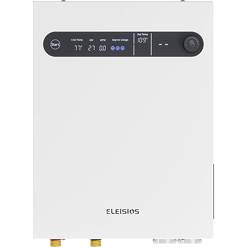Tankless Water Heater Electric,27KW 240V On Demand Instant Hot Water Heater With LED Digital Display, Self Modulates to Save Energy Use,Suitable for 1-3 Point of Use,White