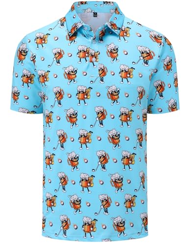 Men's Golf Polo Shirts Funny Golf Shirts for Men Performance