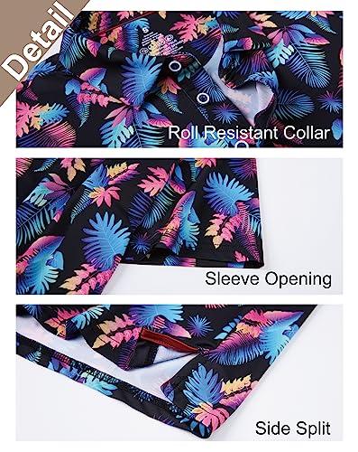 Esabel.c Golf Shirts For Men Short Sleeve Print Performance Moisture Wicking Polo Shirt,Black,L #TOP2