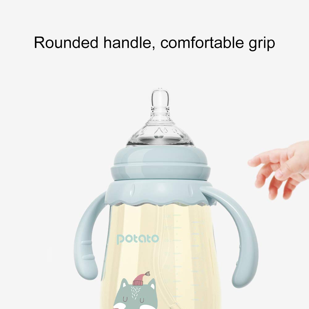 POTATO Baby Bottles PPSU Baby Feeding Bottle 10 oz Anti-Colic Bottles with Silicone Nipples Breastfeeding Bottles for Babies & Toddlers - Blue - Image 5