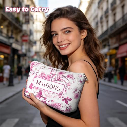 Bolsa para fichas de Mahjong con cierre rosa miniatura 6