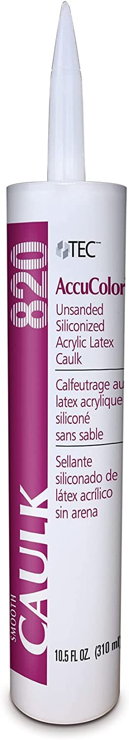 TEC AccuColor - Siliconized Unsanded Acrylic Caulk - Fast-Drying and Paintable Sealant Designed to Match Other TEC Grout Colors - 10.5 OZ - 949 Silverado Color