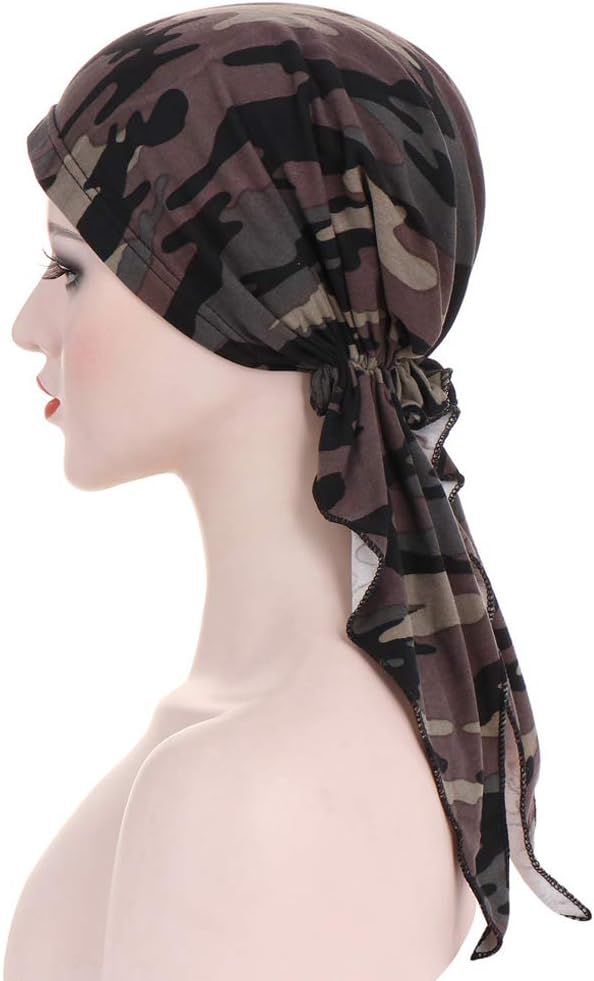 Pre Tied Chemo Head Scarf 3 Packed Beanie Skull Cover Cap for Women (Set6-Long Style) - Image 6