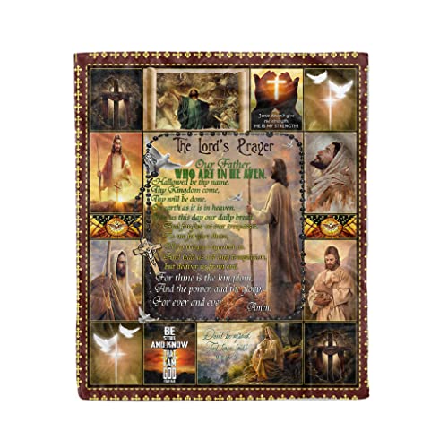 Dragontee Jesus Christ The Lord's Prayer Christian Religious Faith Blanket Scripture Inspirational Gifts For Women Men Soft Cozy Plush Fleece Throw Home Decor Bed Couch Living Room 50'' X 60'' #TOP28