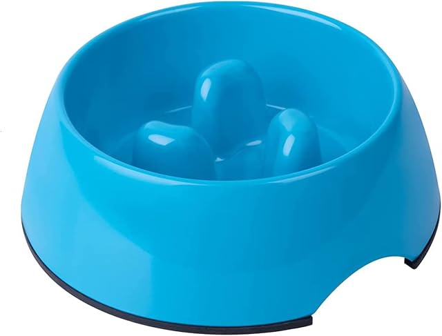 SUPER DESIGN Gobble-Stop Slow Feeder Dog Bowl Slow Eating Anti-Gulp BPA Free Melamine Bowl Fun Interactive Pet Bowl for Dogs Cats Puppies