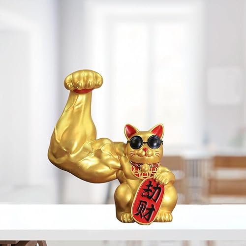 Miniatura 2 de Prettyia Figura gigante de la suerte de gato, mano, brazo musculoso, esculturas de cabeza, apertura vigorosa, tienda de regalos, esculturas de