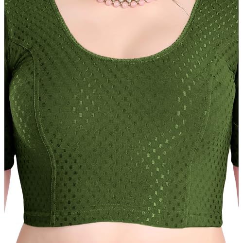 Image of FINESTFIT Stay On Trend Fashion 100% Cotton Readymade Blouses for Women,Round Neckline with Organza Balloon Sleeves.