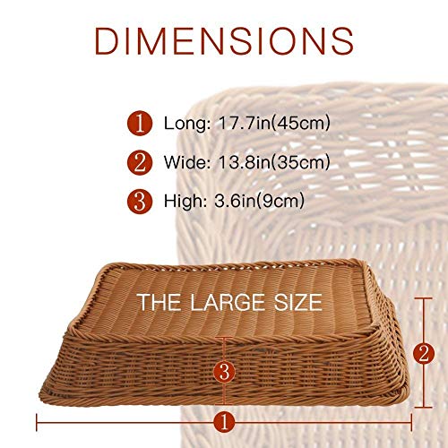 17.7" Poly-Wicker Bread Basket,Woven Tabletop Food Fruit Vegetables Serving Basket, Restaurant Serving,Brown (3 Packs) #TOP1